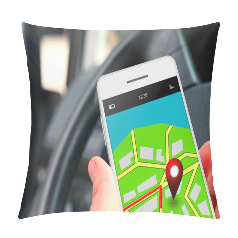 Personality  Hand Holding Mobile Phone With Gps Application Pillow Covers