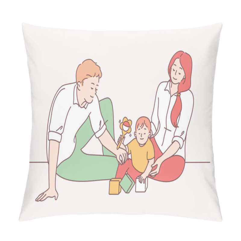 Personality  Happy Family With Child, Parenthood, Childhood Concept Pillow Covers