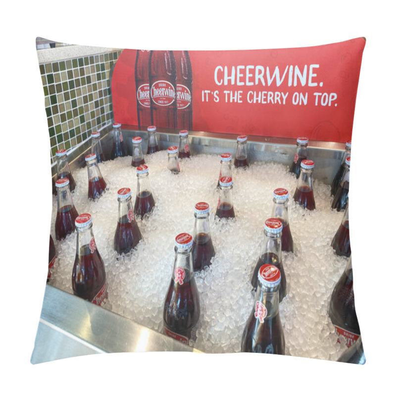 Personality  Orlando, FL/USA-12/10/19: A Bin Of Iced Down Cheerwine Soft Drink At A PDQ Restaurant In Orlando, Florida.  Cheerwine Is A Cherry-flavored Soft Drink By Carolina Beverage Corporation Pillow Covers