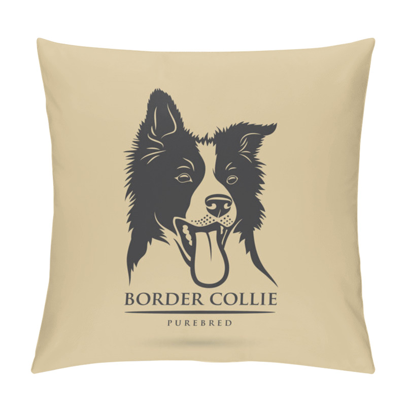 Personality  Head Of Purebred Collie Outline Drawing On Beige Background Pillow Covers