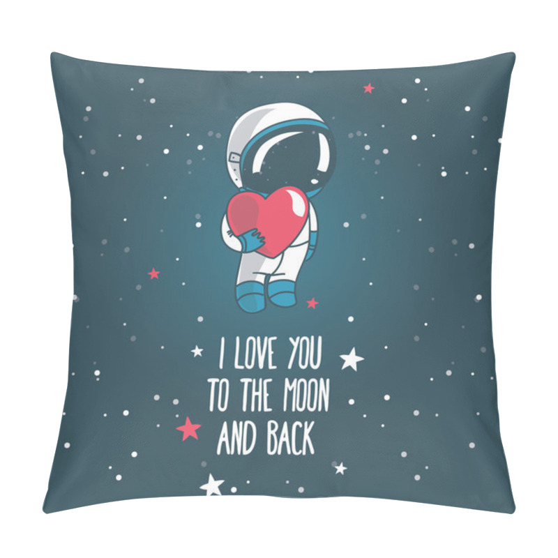 Personality  Cute Hand Drawn Astronaut With Heart Pillow Covers