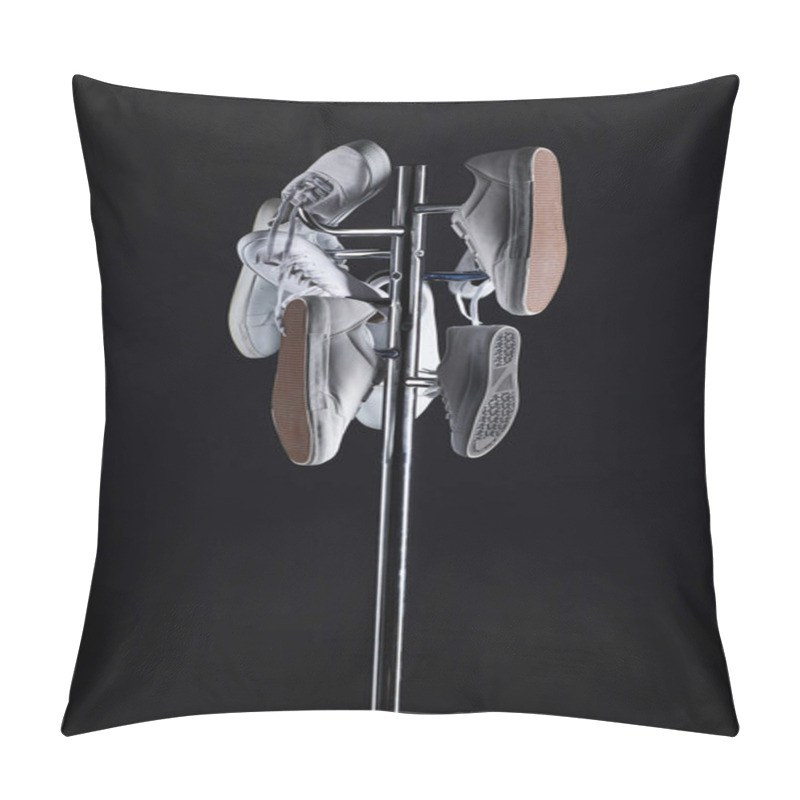 Personality  Various Shoes Hanging On Coat Rack On Black Pillow Covers