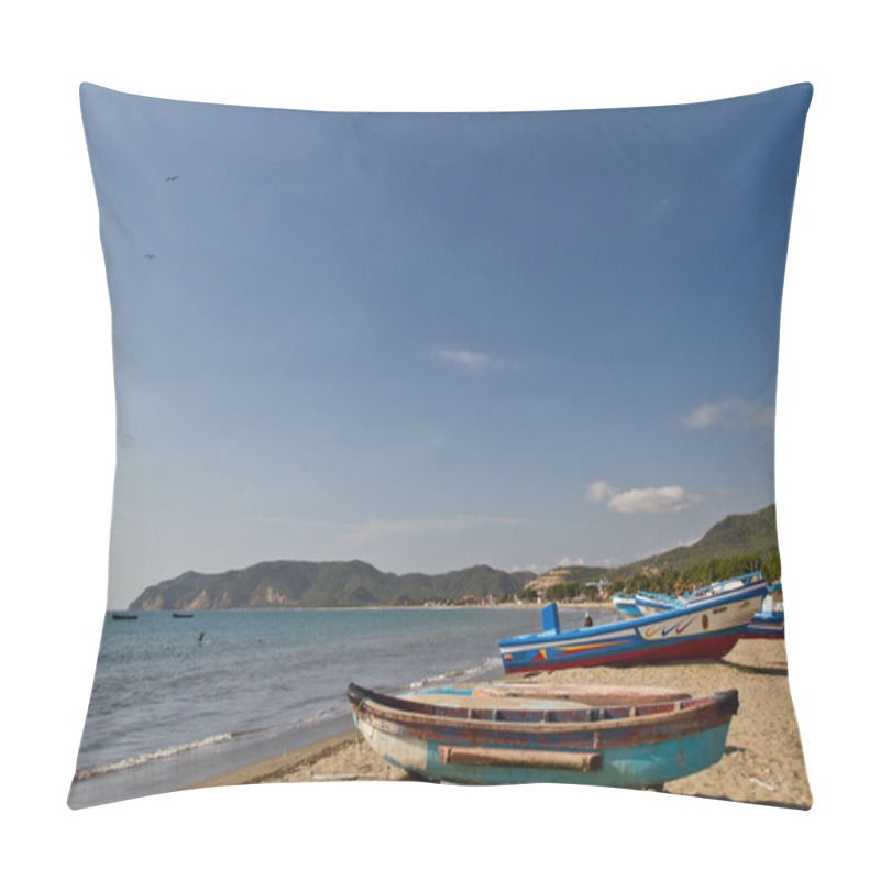 Personality  Beautiful Seashore View Of Fishermen Boats In Manabi, Ecuador Pillow Covers