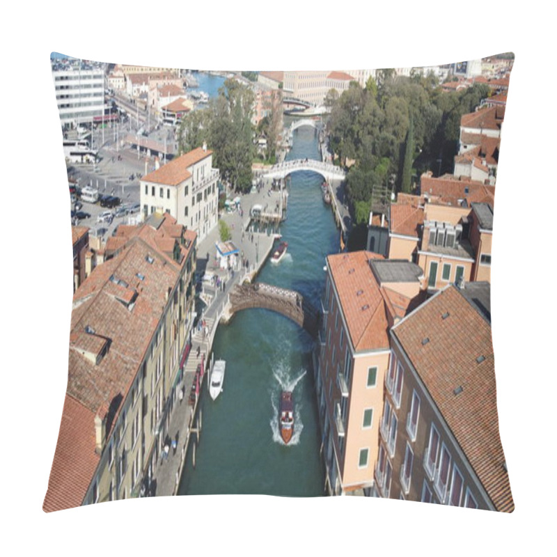 Personality  An Aerial View Of The Iconic Canals Of Venice, Italy, With Gondolas Gliding Through The Waterways, Showcasing The Historic Architecture And Unique Charm Of This Famous Water City Pillow Covers