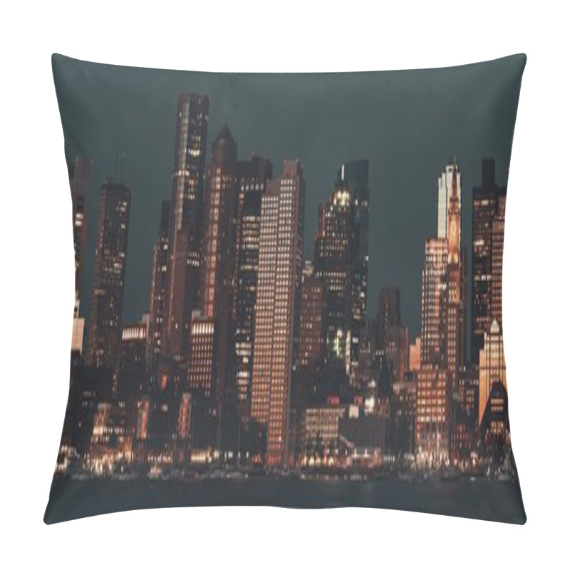 Personality  Boston Skyline View At Night With Historical Buildings In Massachusettes USA Pillow Covers