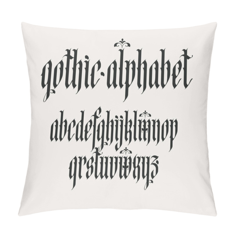 Personality  Gothic Font. Full Set Of Letters Of The English Alphabet In Vintage Style. Medieval Latin Letters. Vector Calligraphy And Lettering. Suitable For Tattoo, Label, Headline, Poster, Etc. Pillow Covers