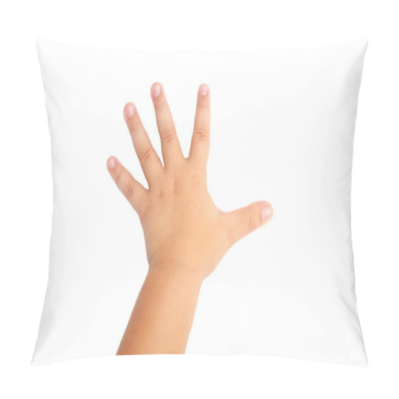 Personality  Child's Hand On A White Background Pillow Covers