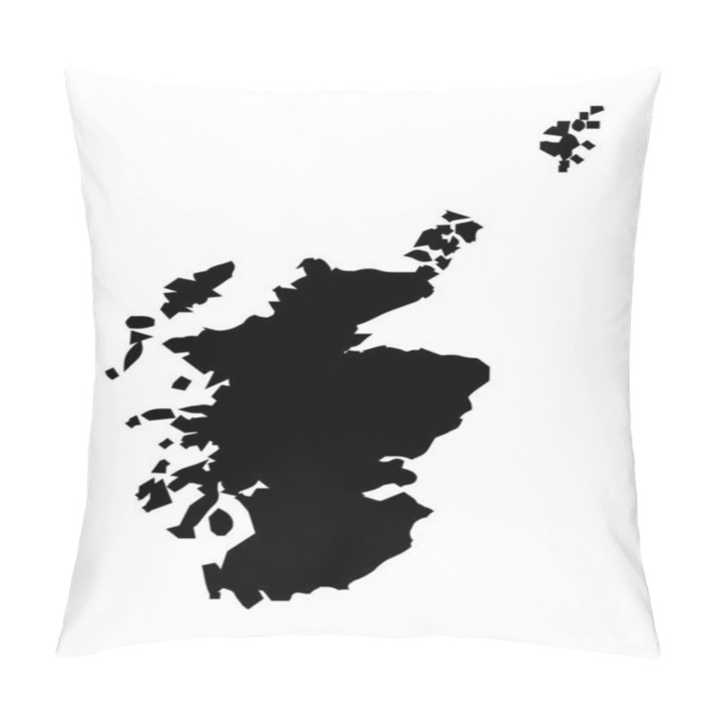 Personality  Silhouette Outline Map Of The United Kingdom Country Of Scotland Over A White Background Pillow Covers