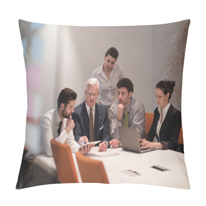 Personality  Business People Group On Meeting At Modern Startup Office Pillow Covers