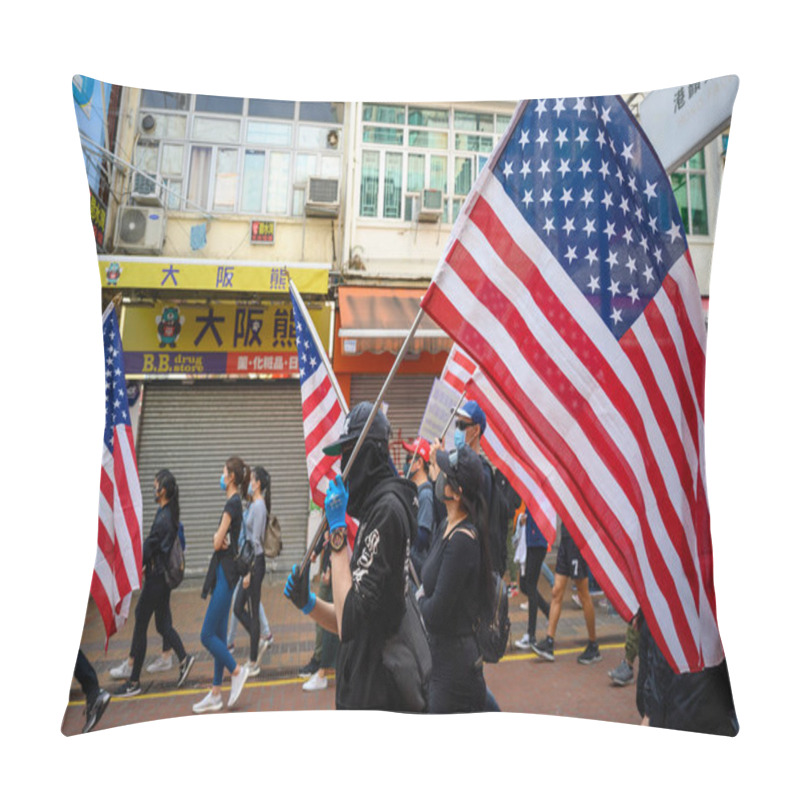 Personality  Sheung Shui, Hong Kong - Jan 5,2020: 10,000 People Marched Peacefully In Sheung Shui District Against Parallel Trading Near The Chinese Border, Of Which Mainlanders Cross The Border Bulk-buy Goods Selling At Profit. Pillow Covers