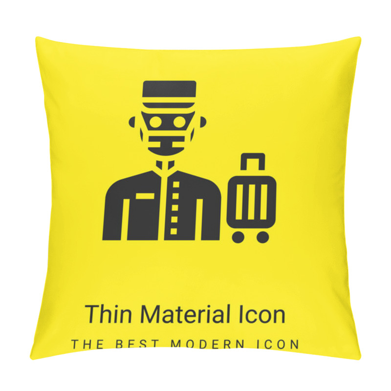 Personality  Bell Boy Minimal Bright Yellow Material Icon Pillow Covers