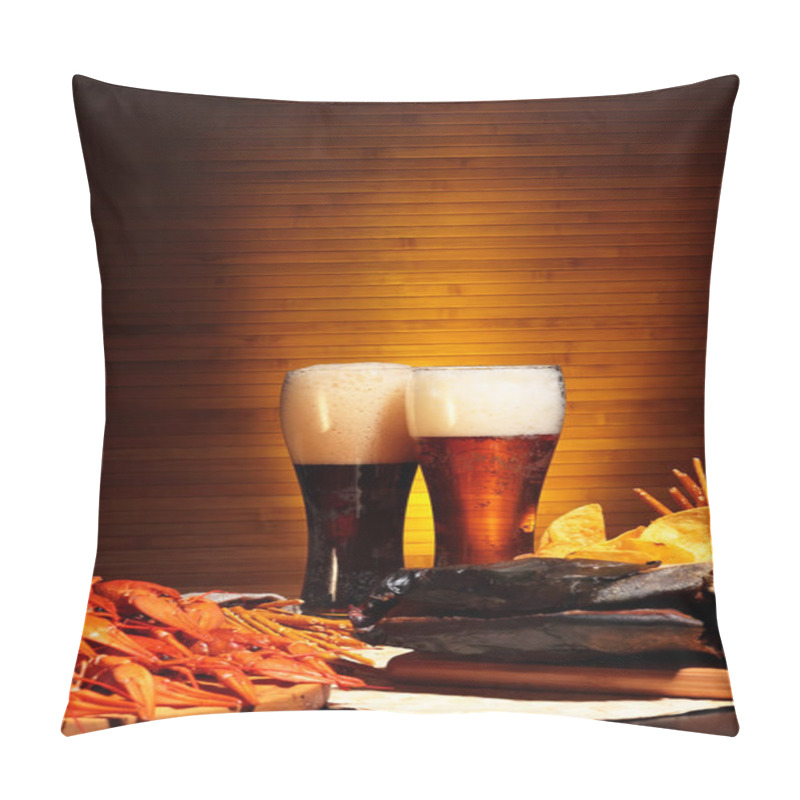 Personality  Dark And Light Beer With Crawfish Pillow Covers