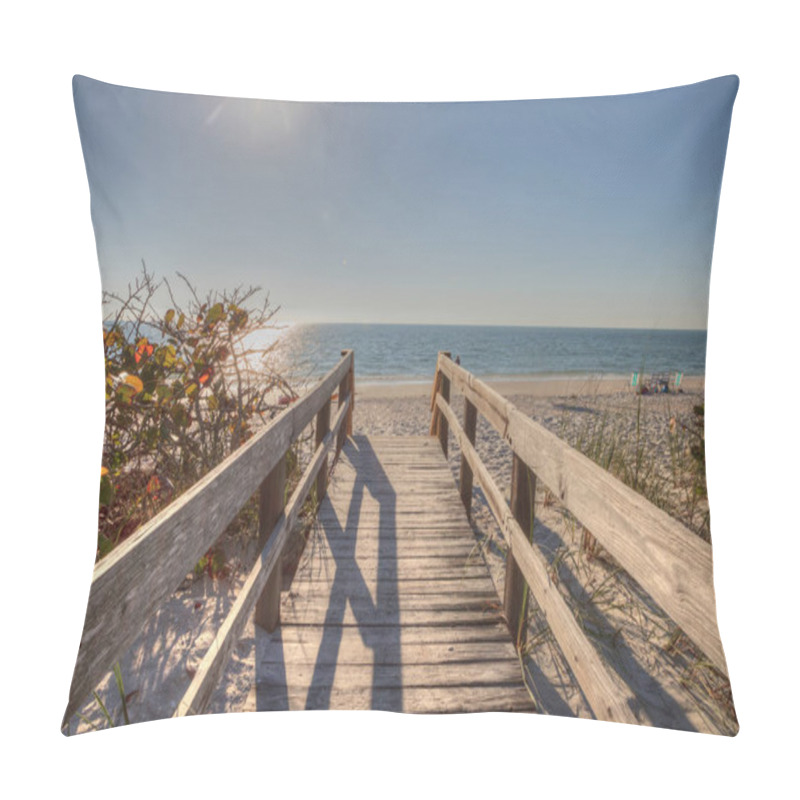 Personality  Boardwalk Across The White Sand Beach Of Delnor-Wiggins Pass Sta Pillow Covers