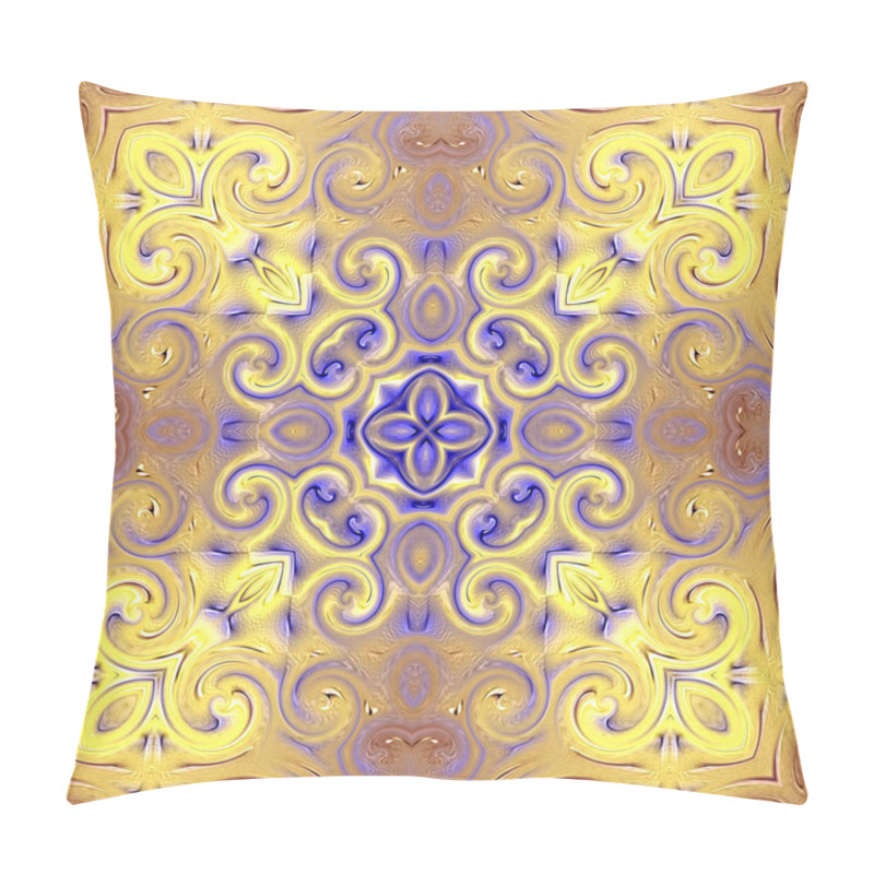 Personality  Unique Mandala, Oriental Round Pattern, Mystical Motif, Abstract Exotic Background. Fantastic Fractal Design, Colorful Digital Art, Shining Geometric Texture. Pillow Covers