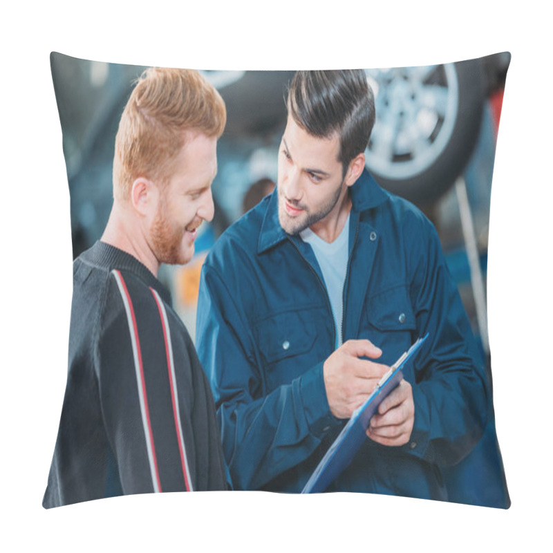 Personality  Automechanic Showing Client Clipboard Pillow Covers