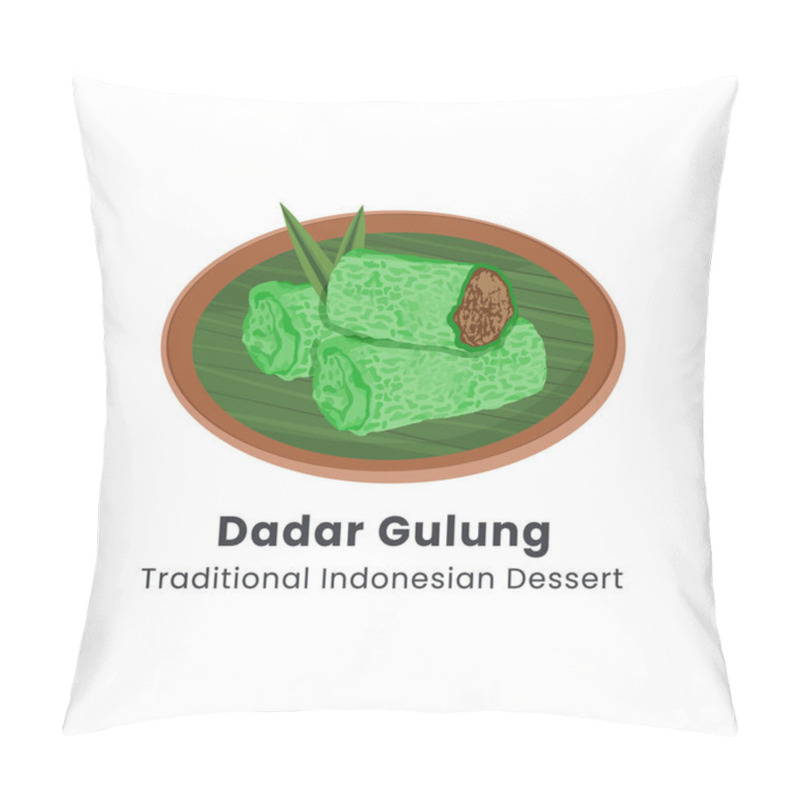 Personality  Hand Drawn Vector Illustration Of Dadar Gulung Or Rolled Indonesian Rice Cake With Coconut Made From Flour With Grated Coconut Mixed With Palm Sugar Pillow Covers