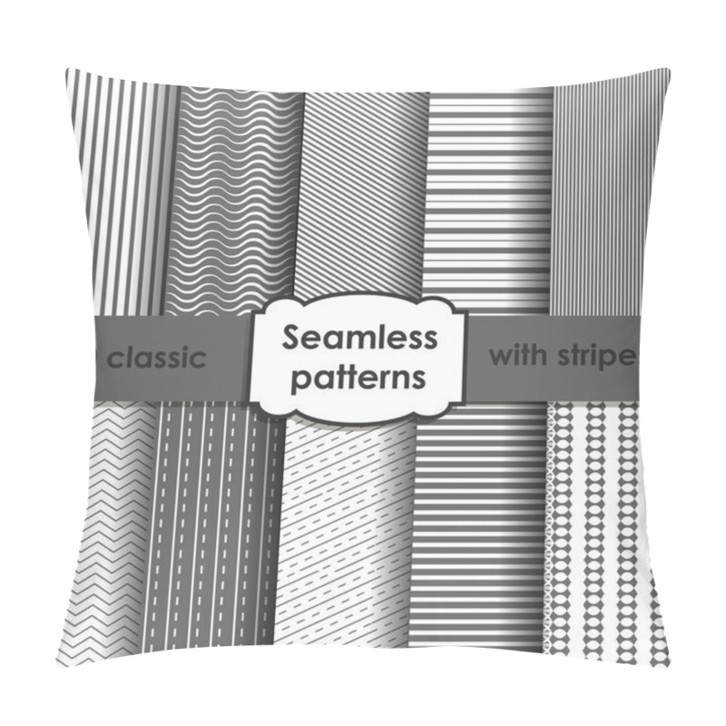 Personality  Set Of Classic Grey Seamless Striped Patterns Pillow Covers