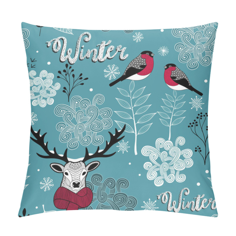 Personality   Deer, Birds And Winter Nature Pattern Pillow Covers