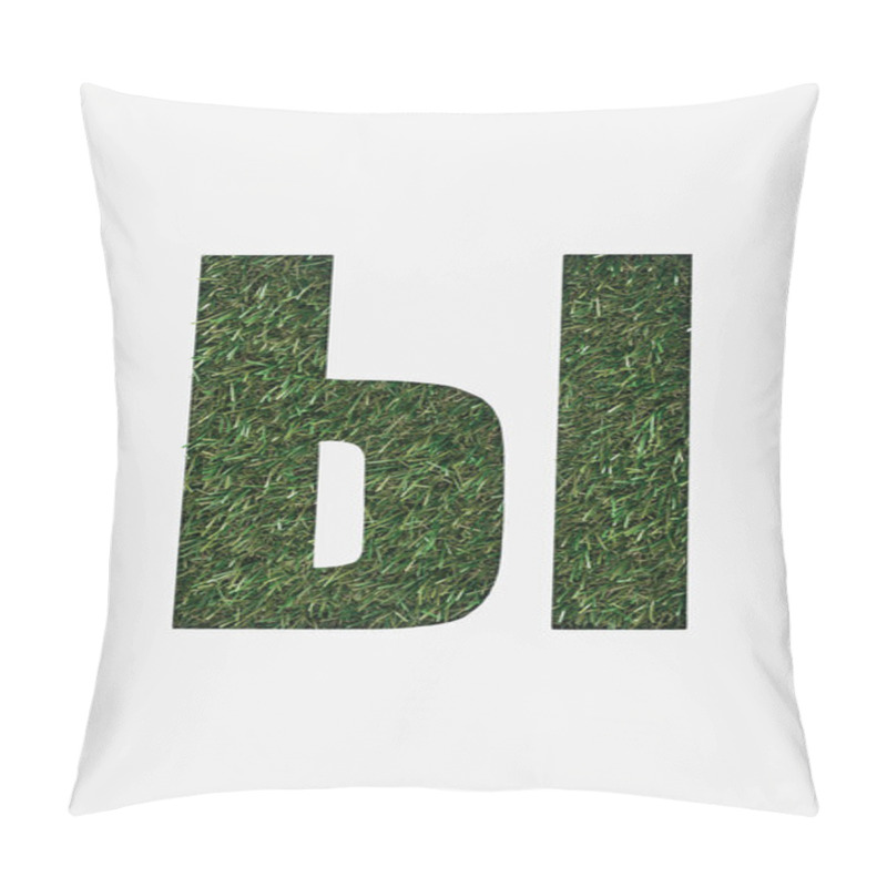 Personality  Cut Out Letter From Cyrillic Alphabet Made Of Fresh Green Grass Isolated On White Pillow Covers