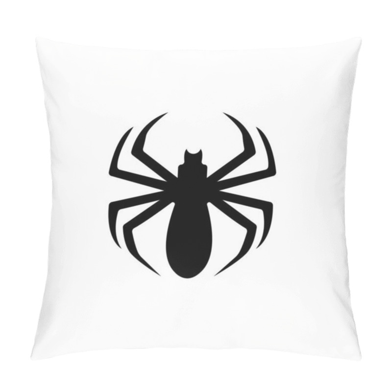 Personality  Spider Black Widow. Black Bug Spider Silhouette, Isolated White Background. Scary Halloween Icon, Symbol Horror, Animal Arachnid, Creepy Dangerous Insect, Arachnophobia Fear. Vector Illustration Pillow Covers