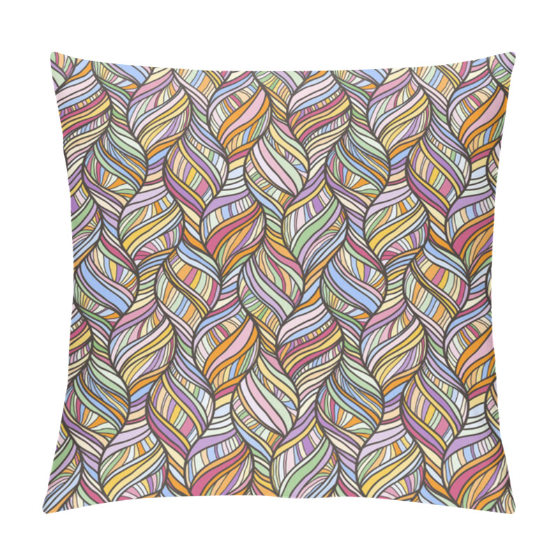 Personality  Decorative Vector Seamless Wave Pattern. Endless Illustration With Abstract Doodle Streams Pillow Covers