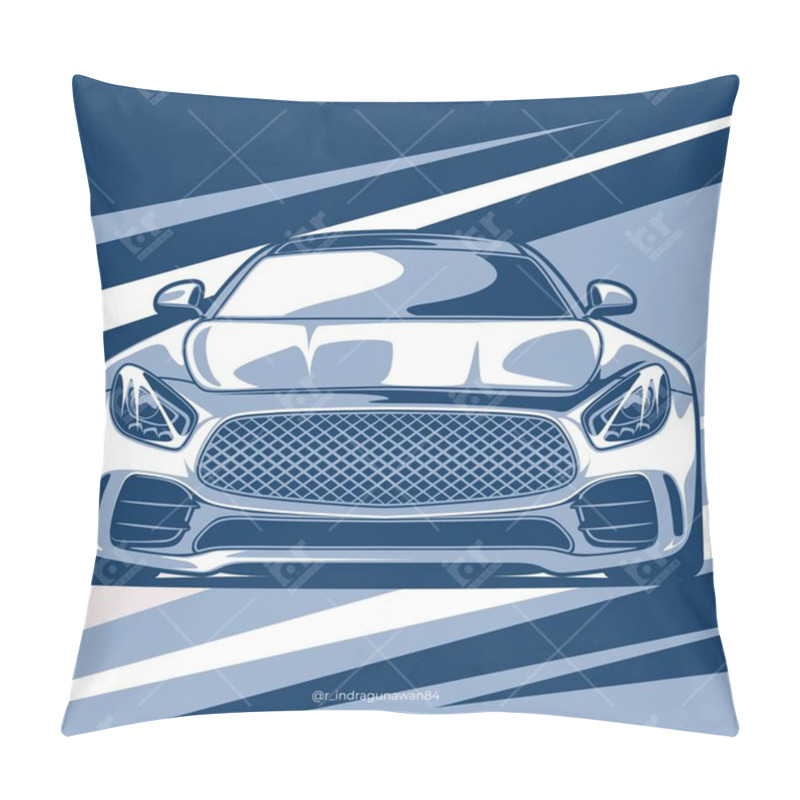 Personality  Front View Car Illustration For Conceptual Design Pillow Covers