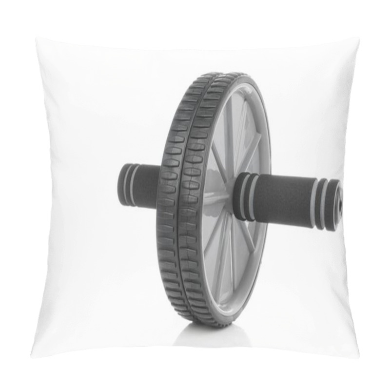 Personality  An Abdominal Roller Press Exercise Wheel On A White Background With Copy Space For Your Text Pillow Covers