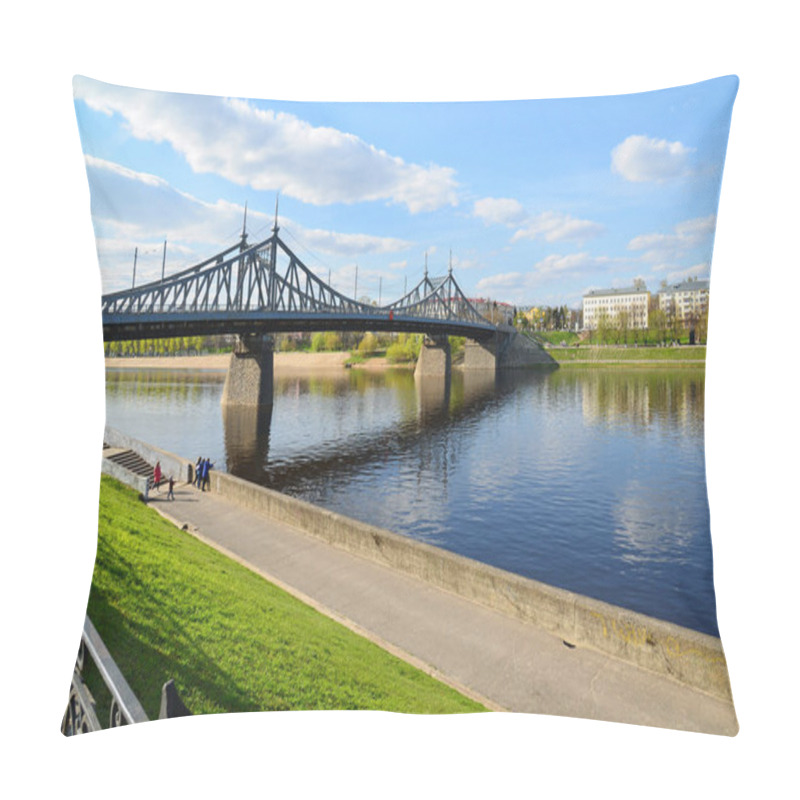 Personality  Starovolzhsky Bridge Across The Volga In Tver, Russia Pillow Covers