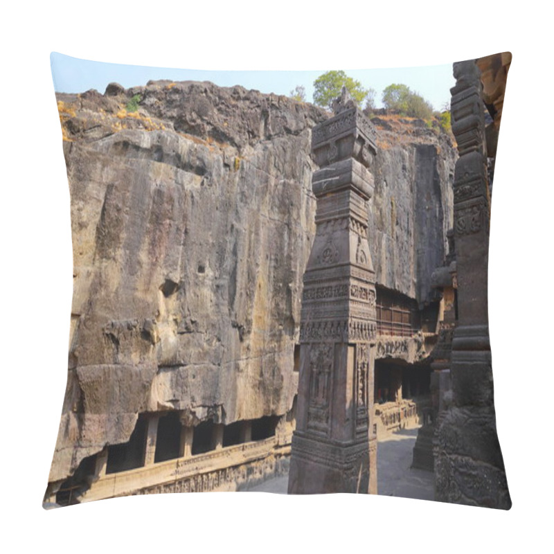 Personality  Temple Of Ellora Caves, The Rock-cut Temples, AURANGABAD, MAHARASHTRA In Central India  Pillow Covers