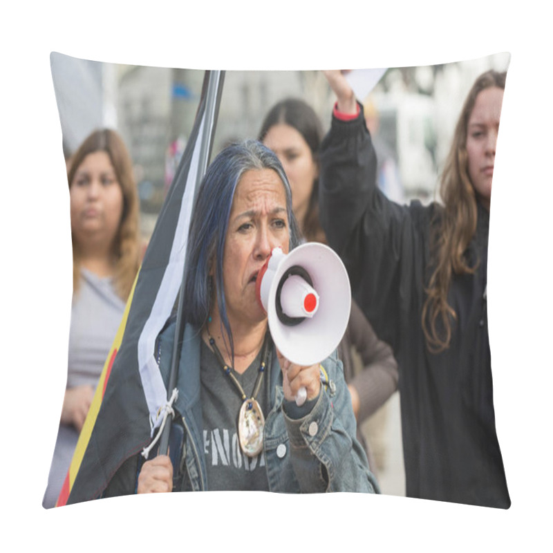 Personality  Activist Talking In Megaphone Pillow Covers