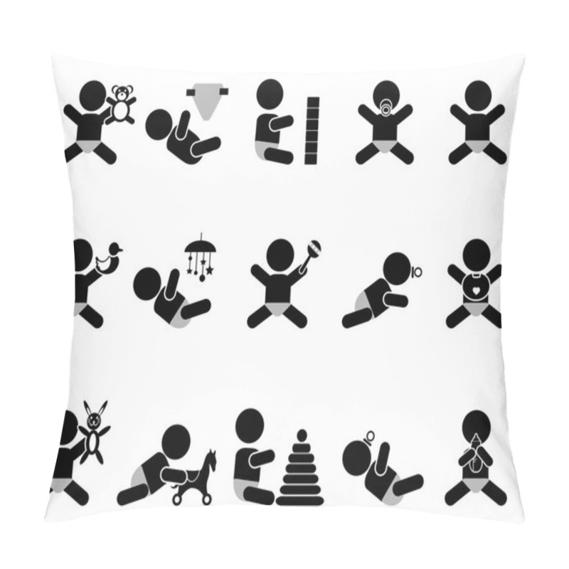 Personality  Baby With Toys Icon Pillow Covers