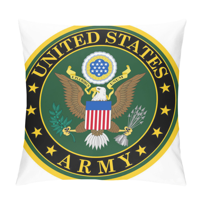 Personality  Coat Of Arms Of United States Army Is The Land Service Branch Of The United States Armed Forces. Vector Illustration Pillow Covers