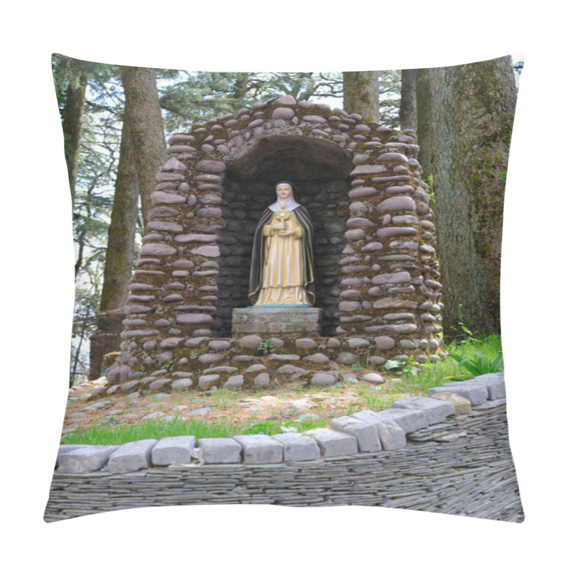 Personality  A Grotto Dedicated To Mother Mary Built On Sloping Hills By A Footpath Pillow Covers