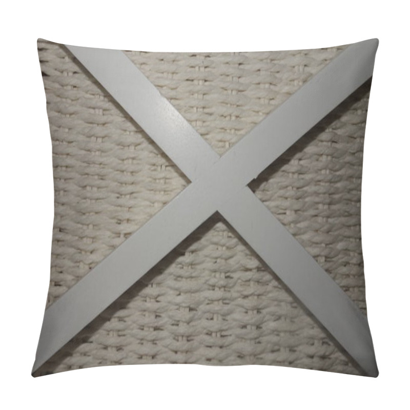 Personality  Close-up Of A Wicker Basket With White Wooden Cross Design. Pillow Covers