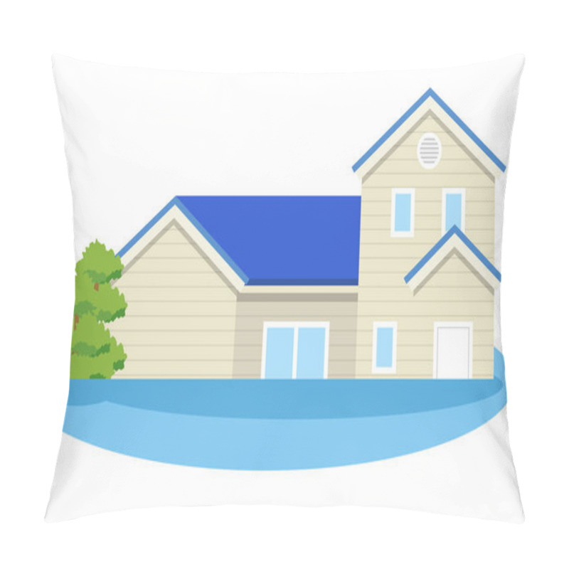 Personality  A House That Is Flooded/This Is An Illustration Of A Flooded House. Pillow Covers