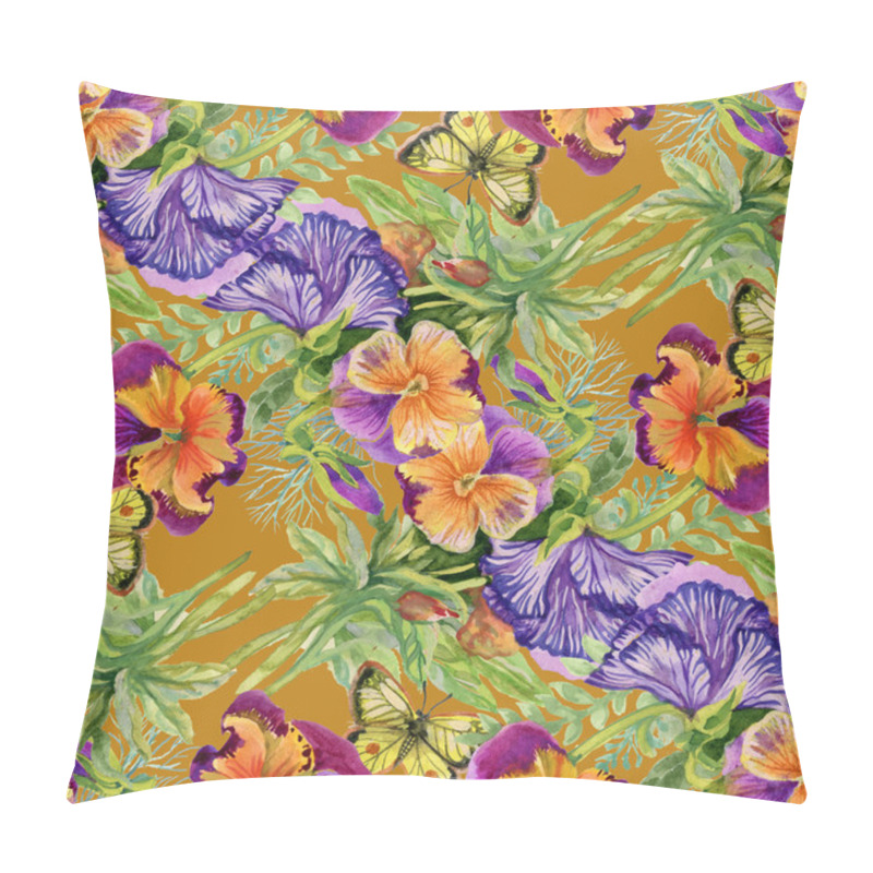 Personality  Pansies With Butterflies Pillow Covers