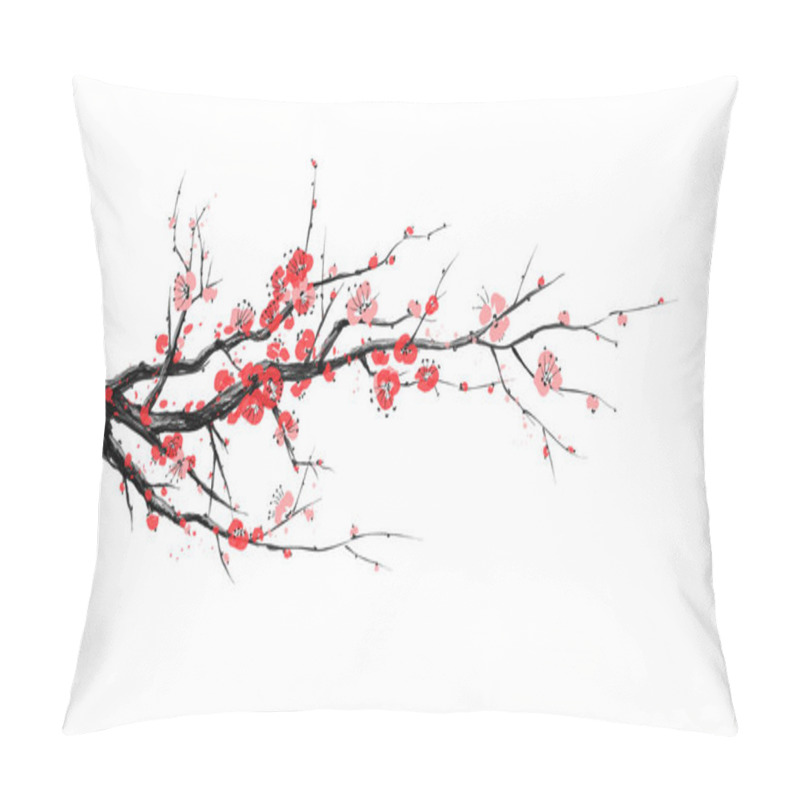 Personality  Realistic Sakura Blossom - Japanese Cherry Tree Isolated On White Background - Vector Illustration Pillow Covers