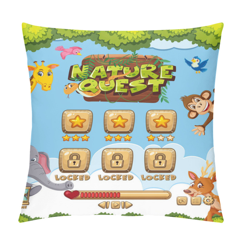 Personality  Computer Game Background Template With Wild Animals In Forest Illustration Pillow Covers