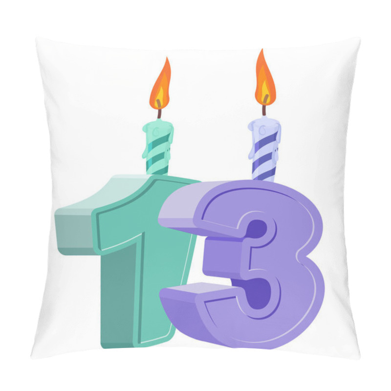 Personality  13 Years Birthday. Number With Festive Candle For Holiday Cake.  Pillow Covers