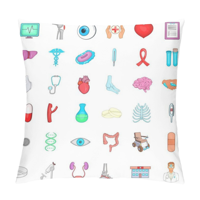 Personality  Medical Training Icons Set, Cartoon Style Pillow Covers