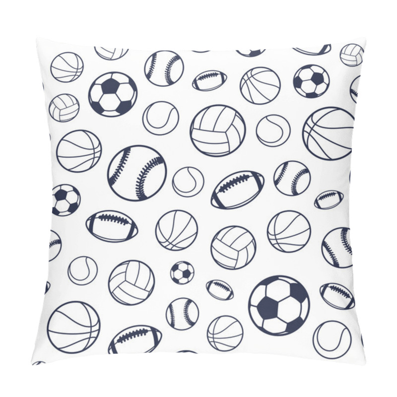 Personality  Vector Sports Balls Black And White Seamless Background, Sports Equipment, Pattern Pillow Covers