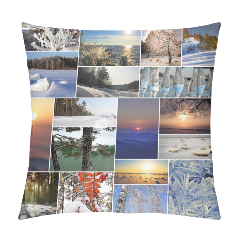 Personality  Collage On The Theme Of Winter Pillow Covers