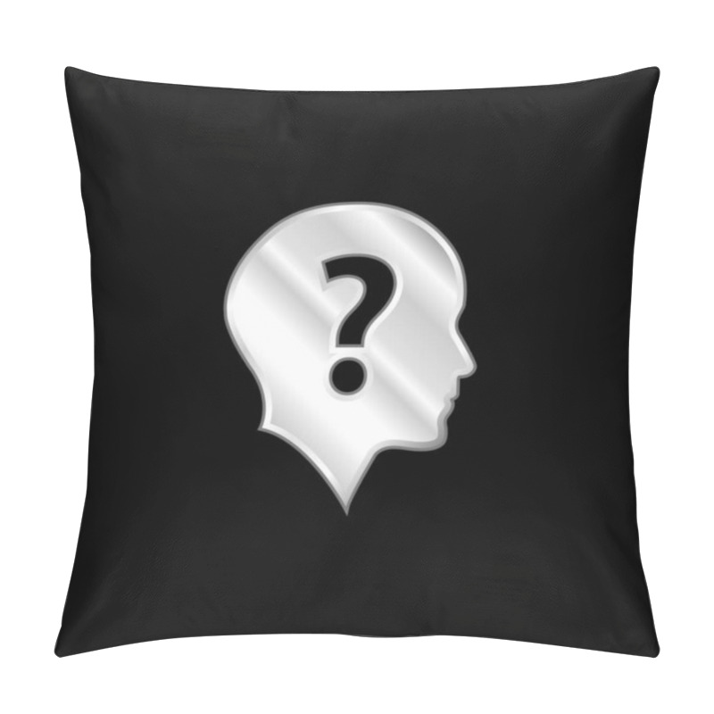 Personality  Bald Head With Question Mark Silver Plated Metallic Icon Pillow Covers