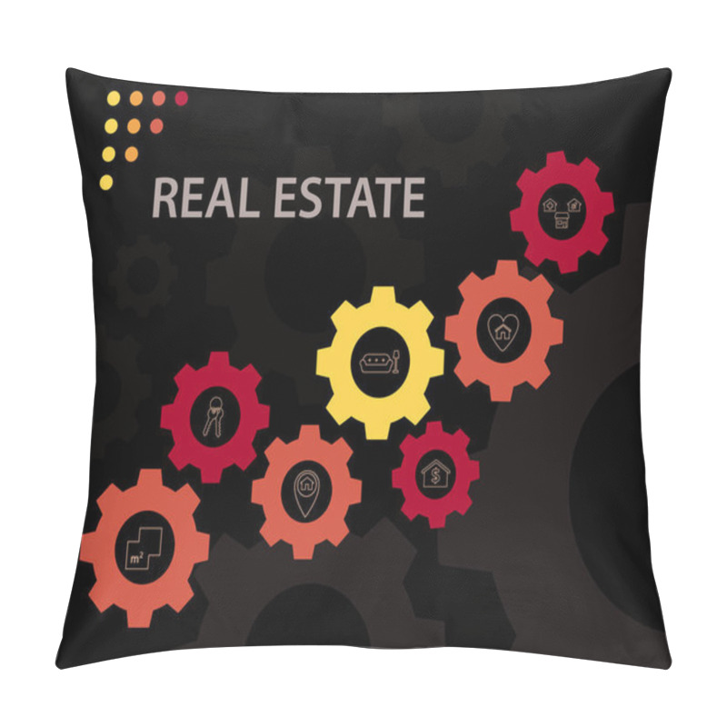 Personality  Real Estate Infographics Vector Design. Timeline Concept Include For Sale, Keys, Square Meter Icons. Can Be Used For Report, Presentation, Diagram, Web Design Pillow Covers