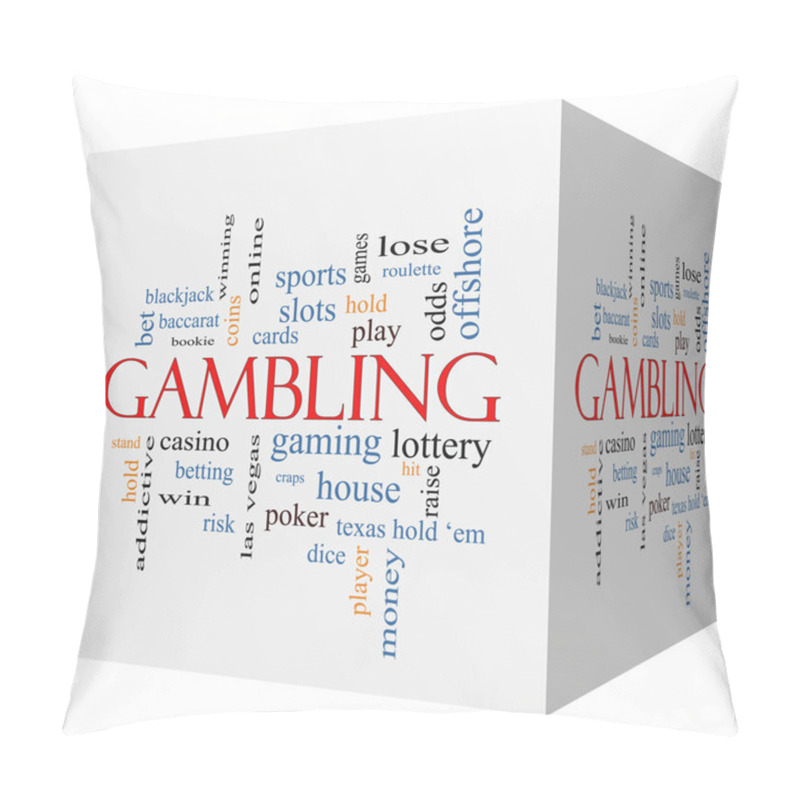 Personality  Gambling 3D Cube Word Cloud Concept Pillow Covers