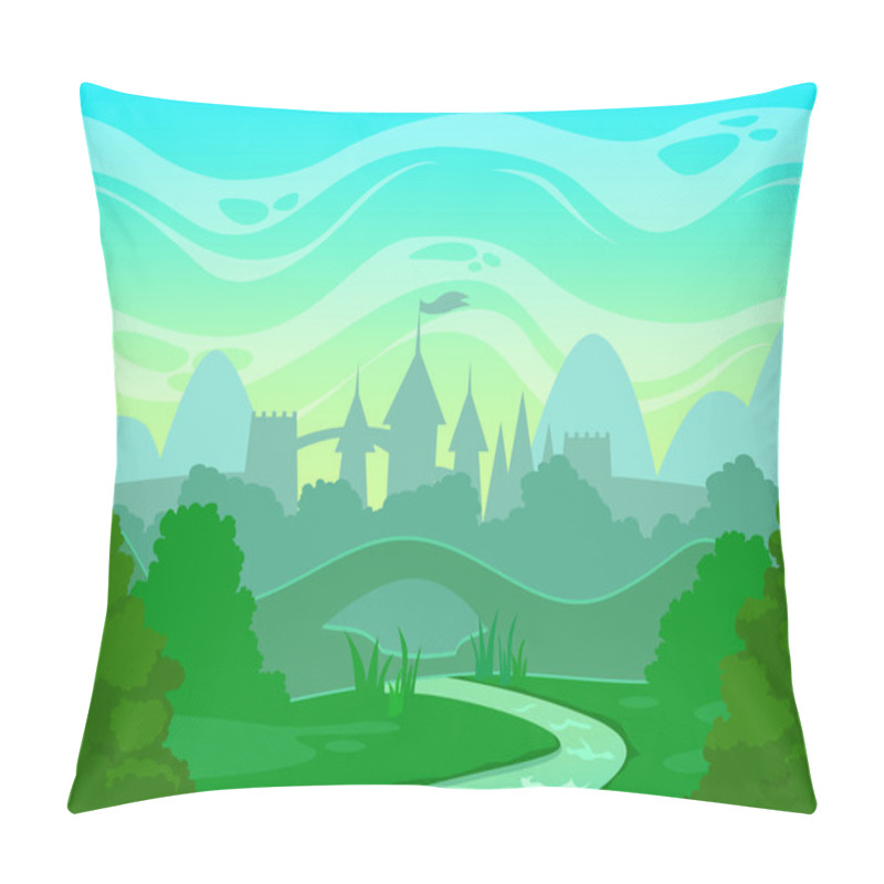 Personality  Seamless Cartoon Fantasy Morning Landscape Pillow Covers