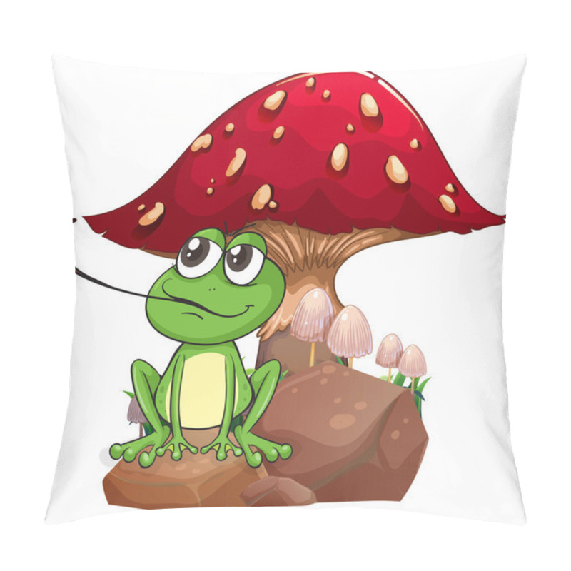 Personality  A Frog Catching A Fly Near The Giant Mushroom Pillow Covers