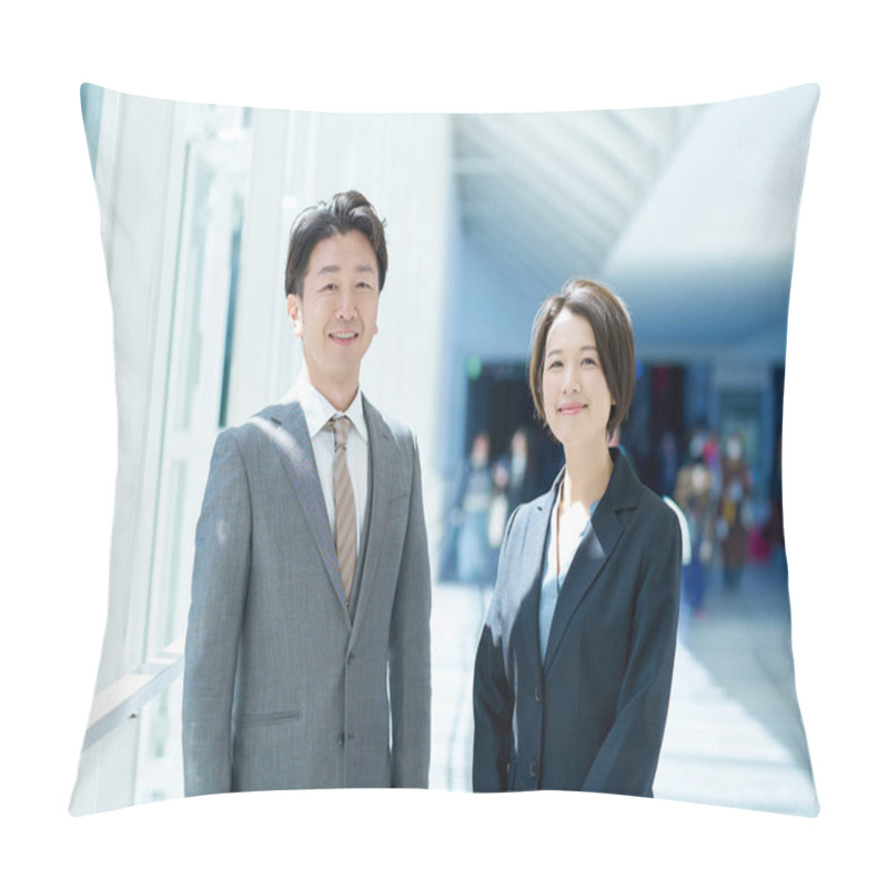 Personality  Middle-age Man And Woman In Suits Pillow Covers