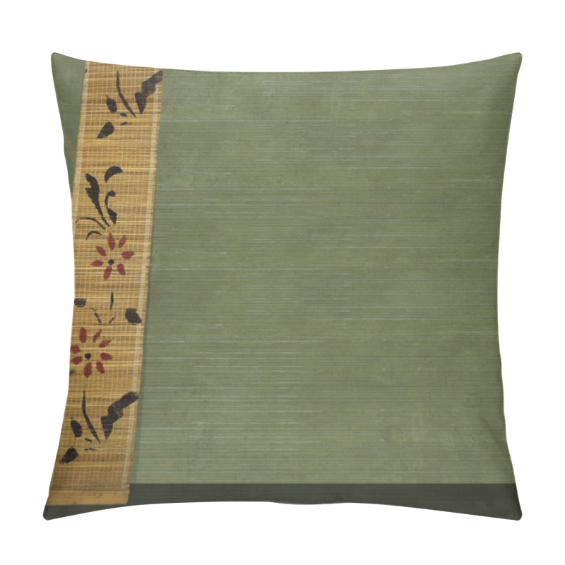 Personality  Flower Bamboo Banner On Olive Ribbed Wood Background Pillow Covers