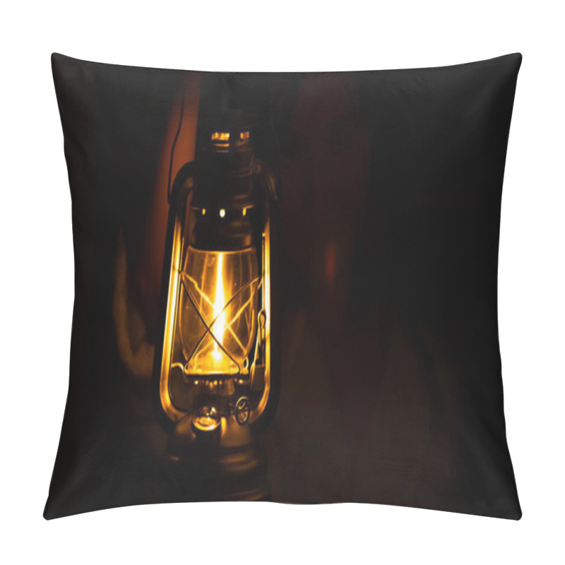 Personality  Somebody Is Holding A Classic Kerosene Lamp During Night (totally Dark Area) Pillow Covers